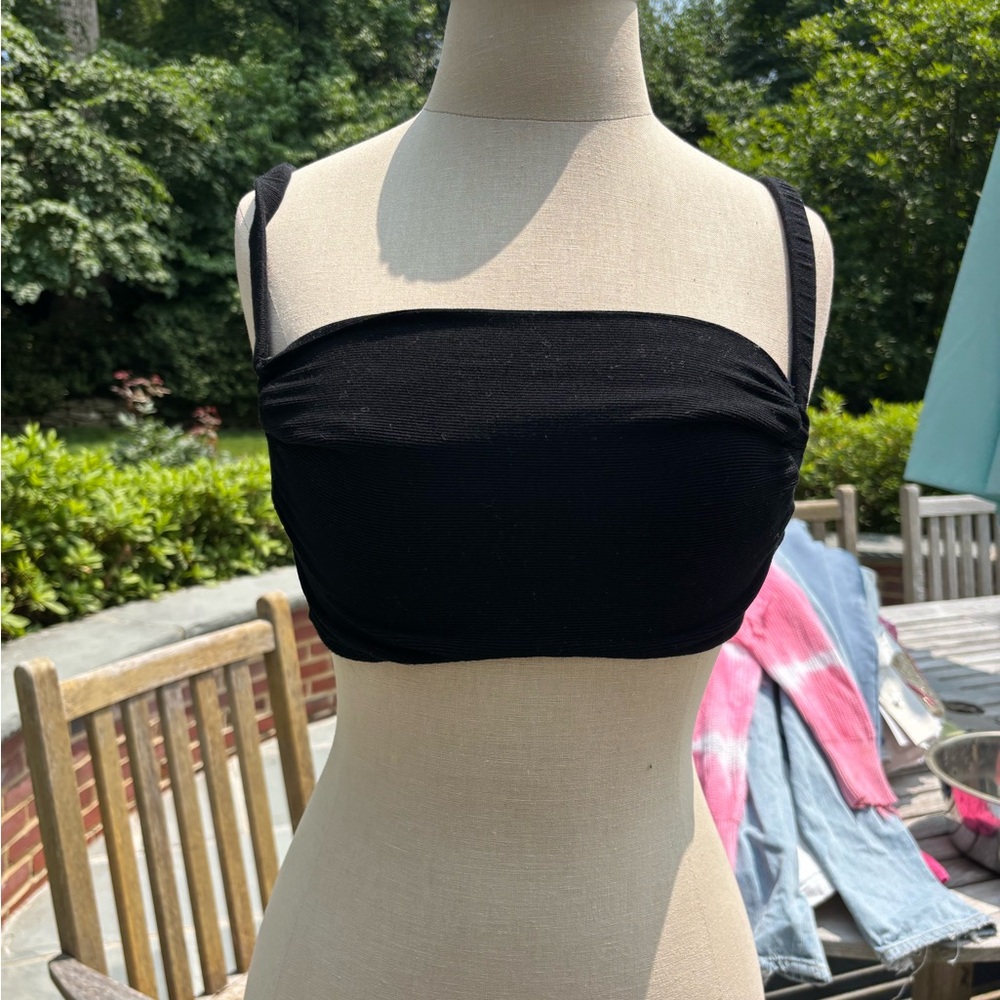 Black Strapless Crop Top